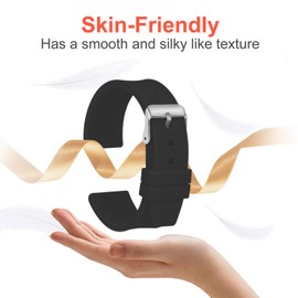 ULLCHRO Silicone Watch Strap Replacement Rubber Watch Band Waterproof Smooth Flexible Men Women - 16mm, 18mm, 20mm, 22mm, 24mm, 26mm, 28mm Watch Bracelet with Silver Buckle (20mm, Black)