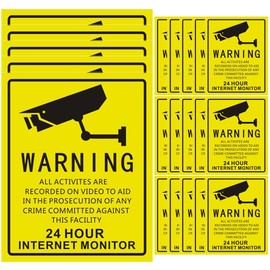 20 Sheets CCTV in Operation Sticker Sign Vinyl 200mm x 250mm Security Camera Warning for Business Office Safety Security