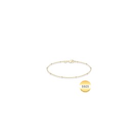 IEFWELL S925 Sterling Silver Bracelet for Women - 14K Gold Plated Satellite Bead Chain, 8 Inches Solid Sterling Silver Bracelet, Jewelry Gifts for Women