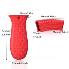 Non-Slip Silicone Pot Holders, Cast Iron Handle Cover Heat Resistant, Cookware Handle for Frying Cast Iron Skillet Metal Pan 5.31 Inch (Red)