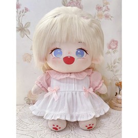 niannyyhouse 15.7 inches (40 cm) Plush Clothes Loose Fitting Pink and White Dress Dress Clothes Cotton Doll Accessories