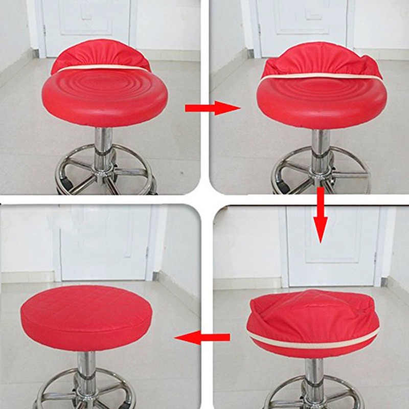 Levoberg Round Stool Cushion Faux Leather Barstool Chair Cover with