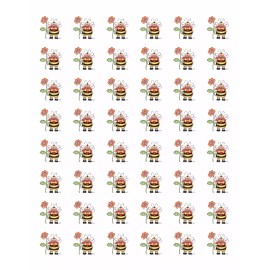 handmade 48 BUMBLE BEE FLOWER ENVELOPE SEALS LABELS STICKERS 1.2" ROUND !