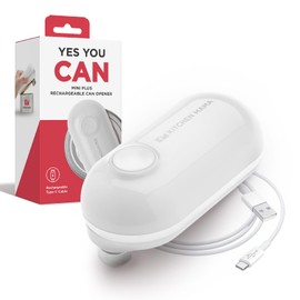 Kitchen Mama Mini Plus Rechargeable Electric Can Opener: Compact, Type-C Charging, Hands-Free, Auto Shut-Off, Smooth Edge, Food-Safe – Ideal for Home, Travel, and Seniors with Arthritis (White)