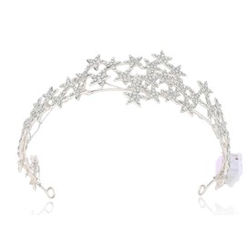 Brishow Light Up Rhinestone Star Tiaras and Crowns, Sparkly Bridal Wedding Headband, Crystal Prom Costume Headpiece for Women (Silver)