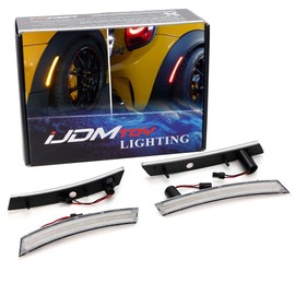 iJDMTOY Clear Lens Amber/Red Full LED Side Marker Light Kit Compatible With 2002-2008 Gen1 MINI Cooper R50 R52 R53, Powered by Total 120-SMD LED, Replace OEM Sidemarker Lamps