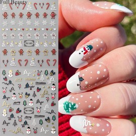 Christmas Nail Art Stickers Christmas Tree Nail Stickers Gingerbread Man Nail Art Decals for Nail Art Christmas Cute Bear Nail Decoration Winter Self-Adhesive Nail Art Supplies Accessories 4Pcs