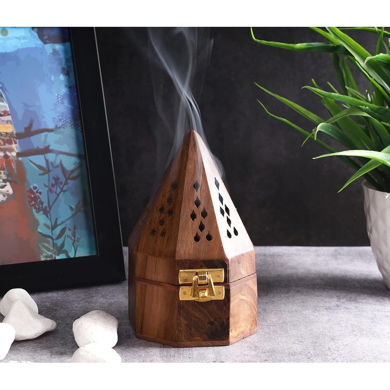 Yajna Traditional-Handmade Incense-Stick-and-Cones-Holder Incense-Burner-ash-Catcher-Stand (Octa Temple)