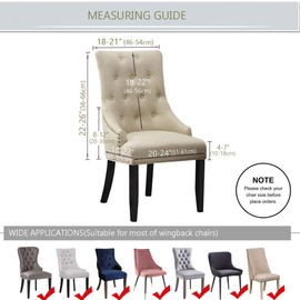 RHYII Waterproof Wingback Side Chair Cover Set of 4, Stretch Wingback Chair Covers Slipcover Banquet Chair Cover Arm Chair Protector Accent Chair Covers for Home Party Weeding Decor Taupe