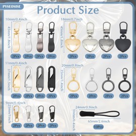 PYSEOSISE Reißverschluss Zipper Ersatz, 50 Stück Zipper für Reißverschluss, Abnehmbarer Reißverschluss Anhänger Reißverschluss Reparatur Set für Jacken Stiefel Rucksäcke Gepäc