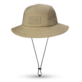 Timberland Mesh Panel Bucket Hat for Men, Tan, Small/Medium, Breathable Sun Hat with Adjustable Chin Cord, Durable Wide Brim for Outdoor Adventures