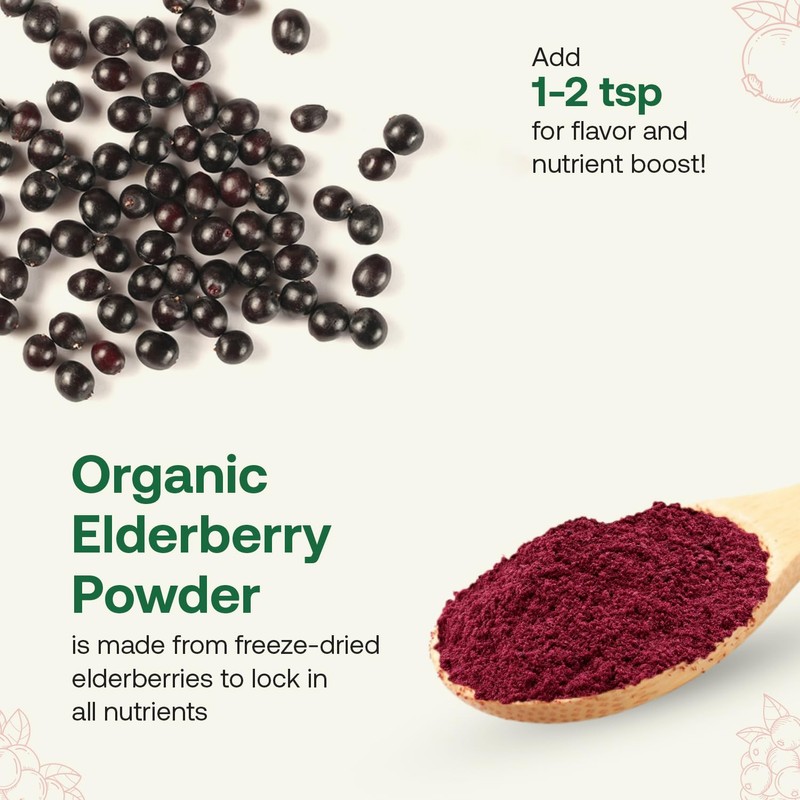 Quay Naturals Quay Naturals Organic Elderberry Juice Powder, Freeze-Dried, Non-GMO,