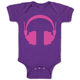 Custom Baby Bodysuit Headphones Dj Music Style C Funny Cotton Boy & Girl Baby Clothes Purple Design Only 18 Months