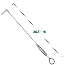 Quantfire 26.5" BBQ Ash Tool Poker Rake, Charcoal and Grill Cleaning Ash Tools for Big Green Egg, Kamado Joe and Other Charcoal Grills Corner Cleaner Accessories