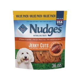 Blue Buffalo Nudges Jerky Cuts Dog Treats, Made in the USA with Natural Ingredients, Chicken & Duck, 36-oz Bag