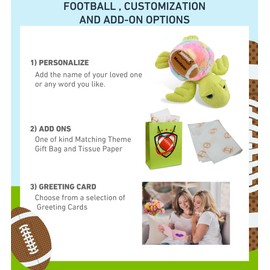 DolliBu Rainbow Green Sea Turtle Stuffed Animal with Football Plush - Huggable Playtime Plush Toy, Cute Ocean Life Gift, Plush Doll Animal Toy for Kids and Adults with Name Personalization - 10 Inches