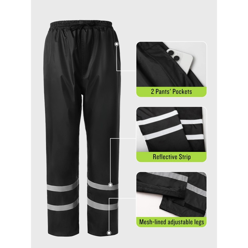 SaphiRose Men's Rain Suit High Visibility Reflective Work Rain Jacket