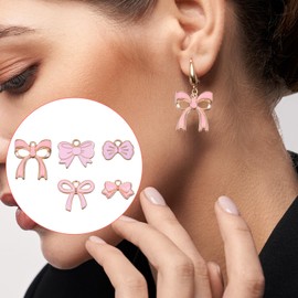 Yolev 50 Pcs Pink Bow Charms for Jewellery Making Cute Bowknot Jewellery Charms Enamel Kawaii Charm for Crafting Alloy Pendants With 50 Jump Rings for Bracelet Necklace Earrings DIY Craft Supplies