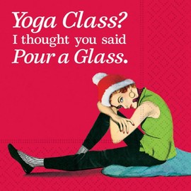 Funny Ladies Christmas Party Napkins 40 Count - Christmas Yoga Class Design - 3-Ply Cocktail Napkins - 2 Packs of 20CT