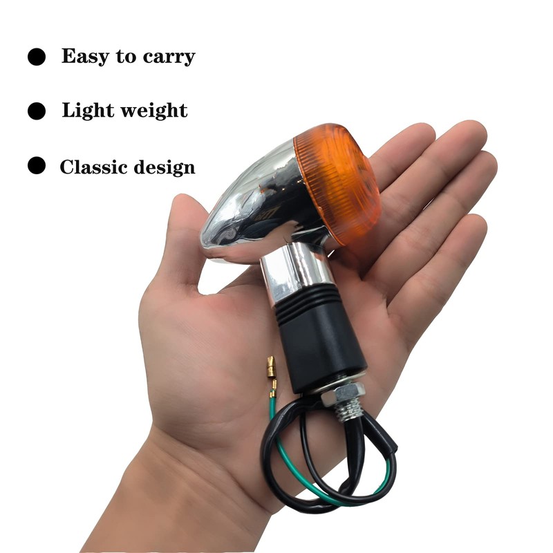 VRWEARE Universal 4pcs Motorcycle Turn Signals Chrome Bullet Front Rear
