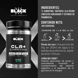Cla  Carnitina 100 1kg Black Supplements Servicios Sabores                                                                                            