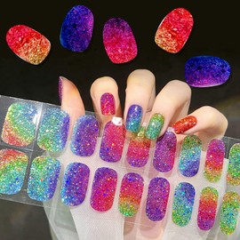 SanFangyue Semi-Cured Gel Nail Foils Semi-Cured UV Gel Strips - Pack of 22 - Gel Nail Foils UV Hardening for Salon Quality Manicure (Colourful)