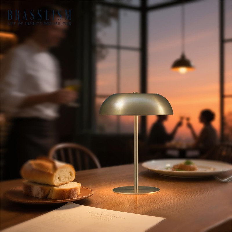 BRASSLISM Gold Cordless Table Lamp – Rechargeable Touch Lamp with
