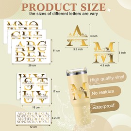 Janlaugh 10 Sheets Valentine UV DTF Cup Wraps Transfer Name Stickers Alphabet Letter Decals Split Letter Monogram Stickers Vinyl Name Decal for Tumbler Laptop Water Bottle DIY Crafts(Gold)