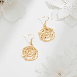 SHANTYSON Gold Swirl Earrings Boho Spiral Cicrle Round Geometric Dangle Earring Country Style Jewelry