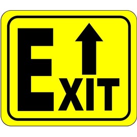 Directional Exit Sign with arrow pointing up YELLOW Aluminum Composite Sign, 15"x18"