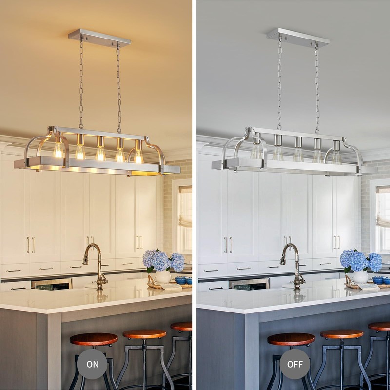 WUZUPS 5-Light Metal Pot Hanging Rack Chandelier Linear Pendant Ceiling