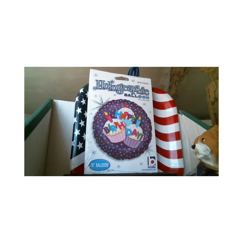 Betallic 18" Happy Birthday Cupcake Foil Mylar Balloon[NEW]"F