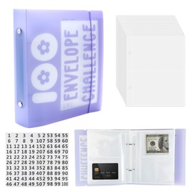 100 Envelopes Money Saving Challenge, Saving Challenge Binder,PortableEnvelopes Challenge Binder Budget Planner Book for Budgeting and Saving Money Couples Offices Home School (Purple)