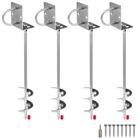 18 inch Multi-Purpose Trampoline Stakes Kit, LA VANE 4-Pack 3" Wider Spiral Ground Anchors Tent Stakes Heavy Duty Fully Welded Trampoline Anchors for Shed Swing Sets Carports Camping Tent Canopies