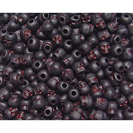 JOLLY STORE Crafts Skull Beads Flat Black with Red Eye Antiquing