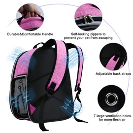 BAGLHER Cat Carrier Backpack Bubble - Fit Up to 18 Lbs - Airline-Approved Dog Backpack Carrier for Small Pets Puppies Dogs Bunny, Space Capsule Dog Carrier Backpack for Travel Outdoor Hiking, Pink