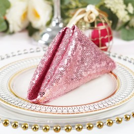 SquarePie Sequin Napkin Glitter Decoration for Wedding Party Dinner Restaurant 12 x 12 Inch 12 Pcs Fuchsia Pink