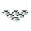 Lorren Home Trends Domino-6 Cups and Saucers, One Size, Black