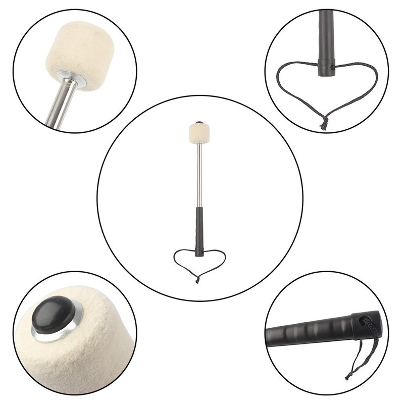Bass Drum Mallet, Durable Wool Felt Head Metal Drumstick Mallet