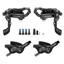 RACEDUEL IIIPRO PEERAGE4 4-Piston MTB Hydraulic Disc Brake Set, Left Front 850mm Right Rear 1550mm Aluminum Alloy Lever Caliper for MTB/Trail/Fat Bike/XC AM DH