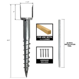 Ashman Ground Screw (2 Pack), No Dig, U-Model Screw in Post Stake - 27" Inch Long, Fits Standard 4x4 (3.5" X 3.5" Inch) Great for Mailbox Posts.