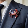 250th Anniversary Crab Brooch Pin, American Flag Enamel Lapel Pin,