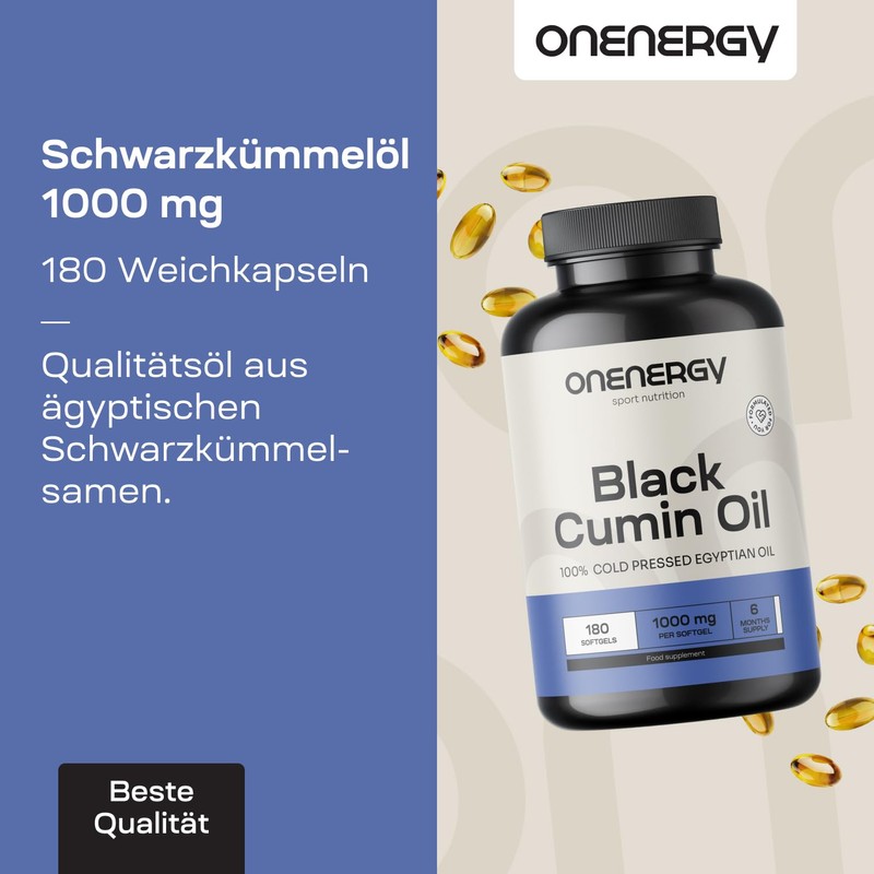 OnEnergy Black Cumin Oil 1000mg - 180 Soft Capsules -