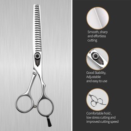 FOGOSP Professional Thinning Shears for Dogs with Micro Serrated Edge 7 inch Chunkers Dog Grooming Scissors Chunkers Shears Japan 440C 70% Thinning Rate 21 Teeth(7in)