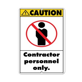 Aluminum Vertical Metal Sign Multiple Sizes Caution Contractor Personnel Only. Hazard Electrical Safety & Labels with Border Weatherproof Street 18x24Inches