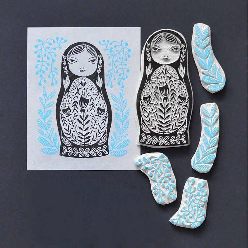 Falling in Art Soft Linoleum Carving Block, Linocut Block for