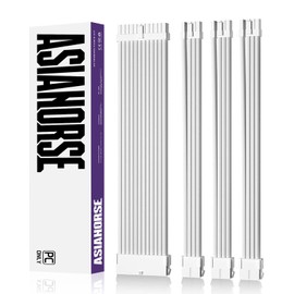 AsiaHorse AsiaHorse 16AWG PSU Cable Extension Sleeved Custom Mod GPU PC Audio Video Power Supply Soft Braided Cables with Two Color Comb Kit 24P/8P to 6+2P/ 8P to 4+4P 30CM