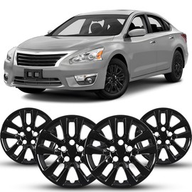 Winjet 16 Inch Hubcaps for Nissan Altima Sedan 2013-2018 [2013 2014 2015 2016 2017 2018 Nissan Altima Sedan] Wheel Rim Covers, Only Fit Iron Hub - Steel Wheel (16 Inch Set of 4, Black Lacquer)