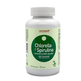 NANOWELL Chlorella & Spirulina 720 Tablets X 3 Bottles - Chlorella, Spirulina, Antioxidants, Vitamins, Rich in Proteins, Broken Cell Wall (2160 Count)