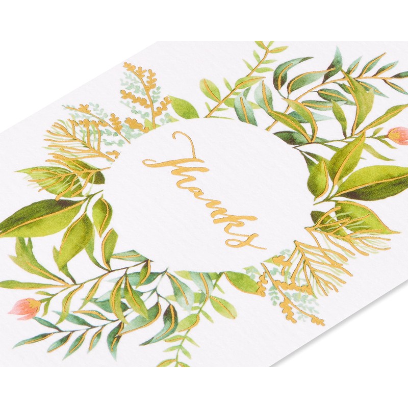 Papyrus Thank You Cards with Envelopes, Simple Leaf (14-Count)